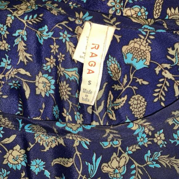 RAGA Anthropologie women's size S Blue Floral Print Spaghetti Strap Rayon Top - Picture 8 of 8